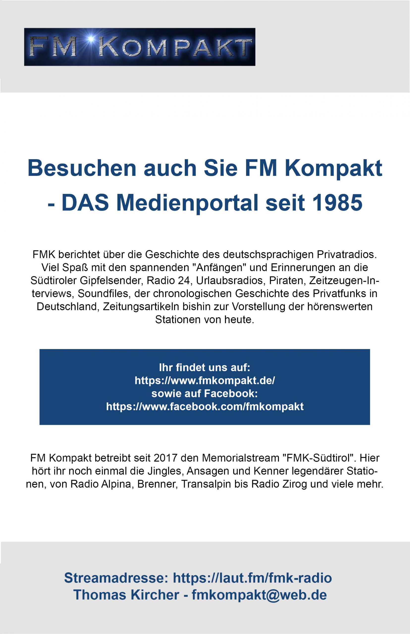 Advertisement from FM Kompakt, a media portal