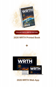 A combined image showing the 2026 World Radio TV Handbook (WRTH) Collector's Limited Edition printed book, along with the WRTH Web App displayed on a laptop and a smaller screen. This package is perfect for those who want to buy a shortwave radio guide in both physical and digital formats.